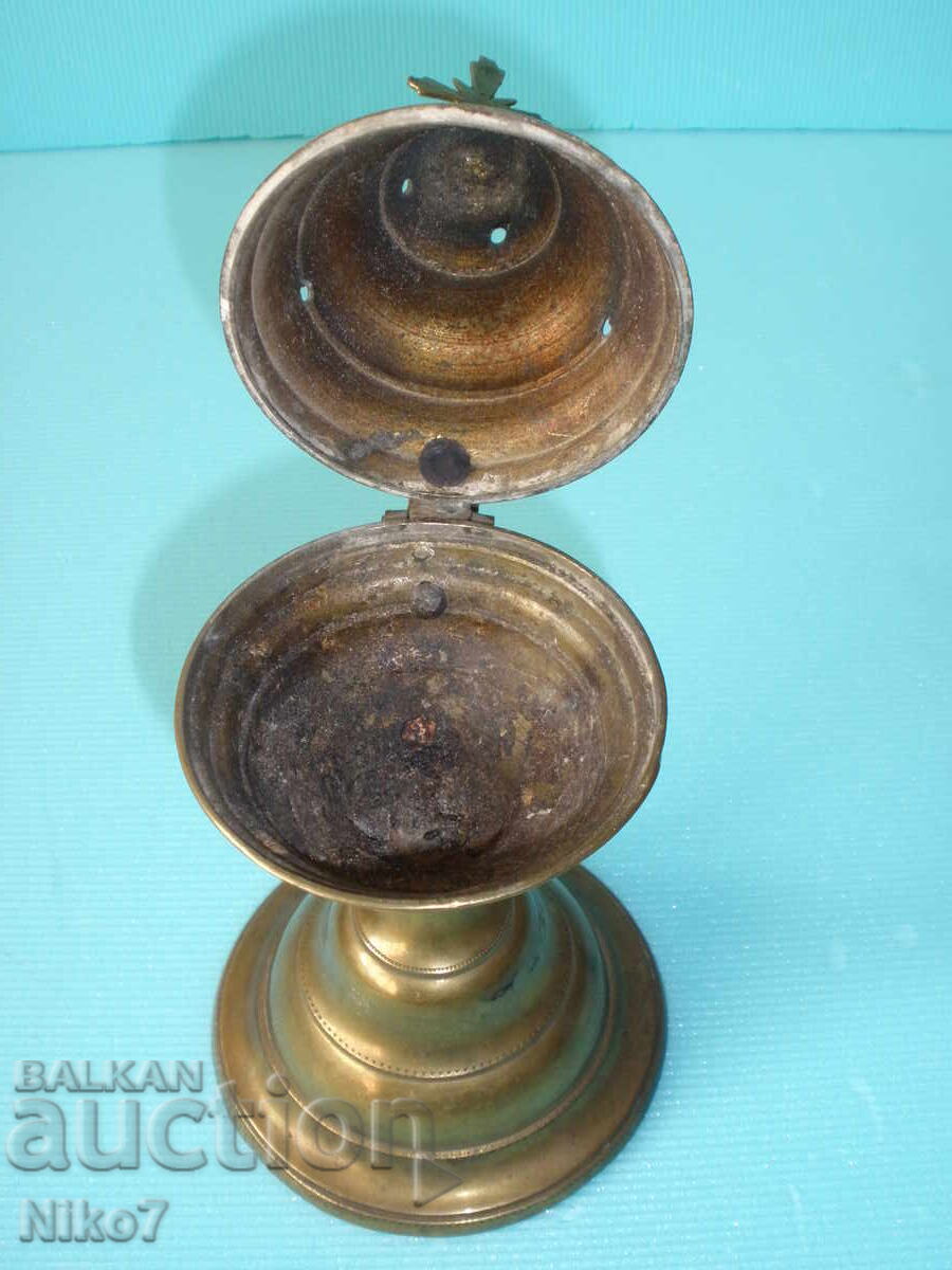 Old, solid, brass, table lamp. Incense burner. - 5 Old, solid, brass, table lamp. Incense burner. - 5