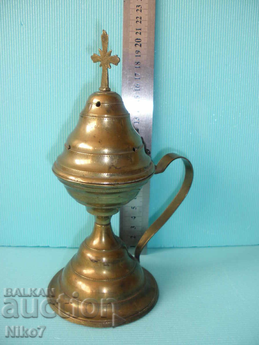 Old, solid, brass, table lamp. Incense burner. - 7 Old, solid, brass, table lamp. Incense burner. - 7