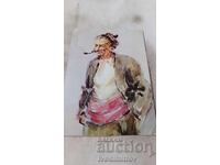 Postcard Chudomir Nashenets with a pipe 1960 1978