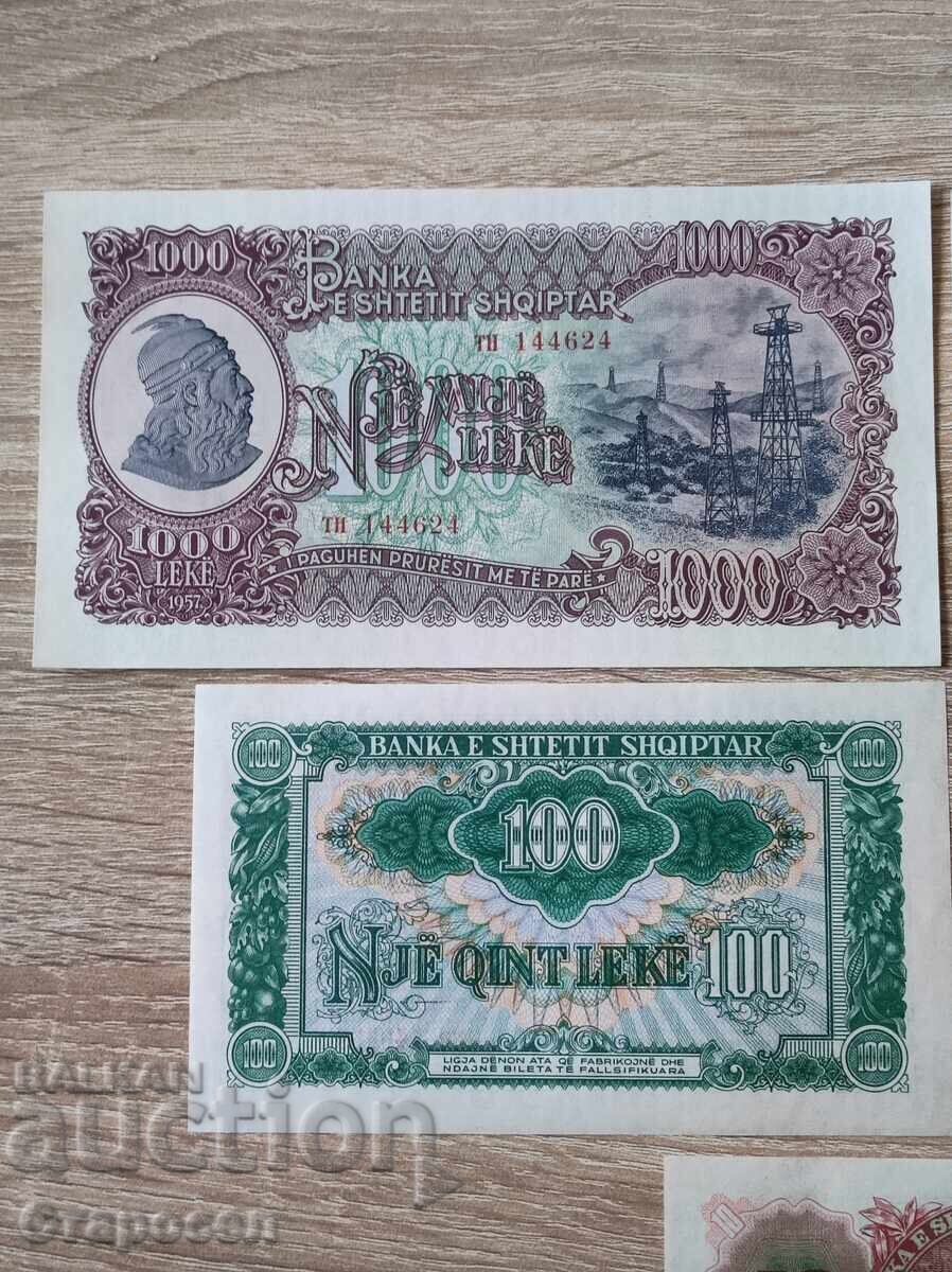 Πλήρη χαρτονομίσματα από την Αλβανία του 1957 - 6 Πλήρη χαρτονομίσματα από την Αλβανία του 1957 - 6