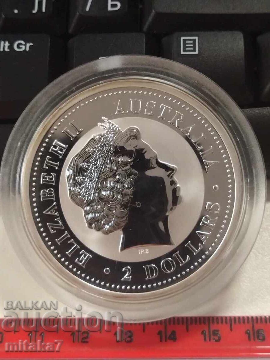 Moneda de argint Kookaburra, 2 oz, Australia, 2005 cu preț 365.00 BGN | € 186.62