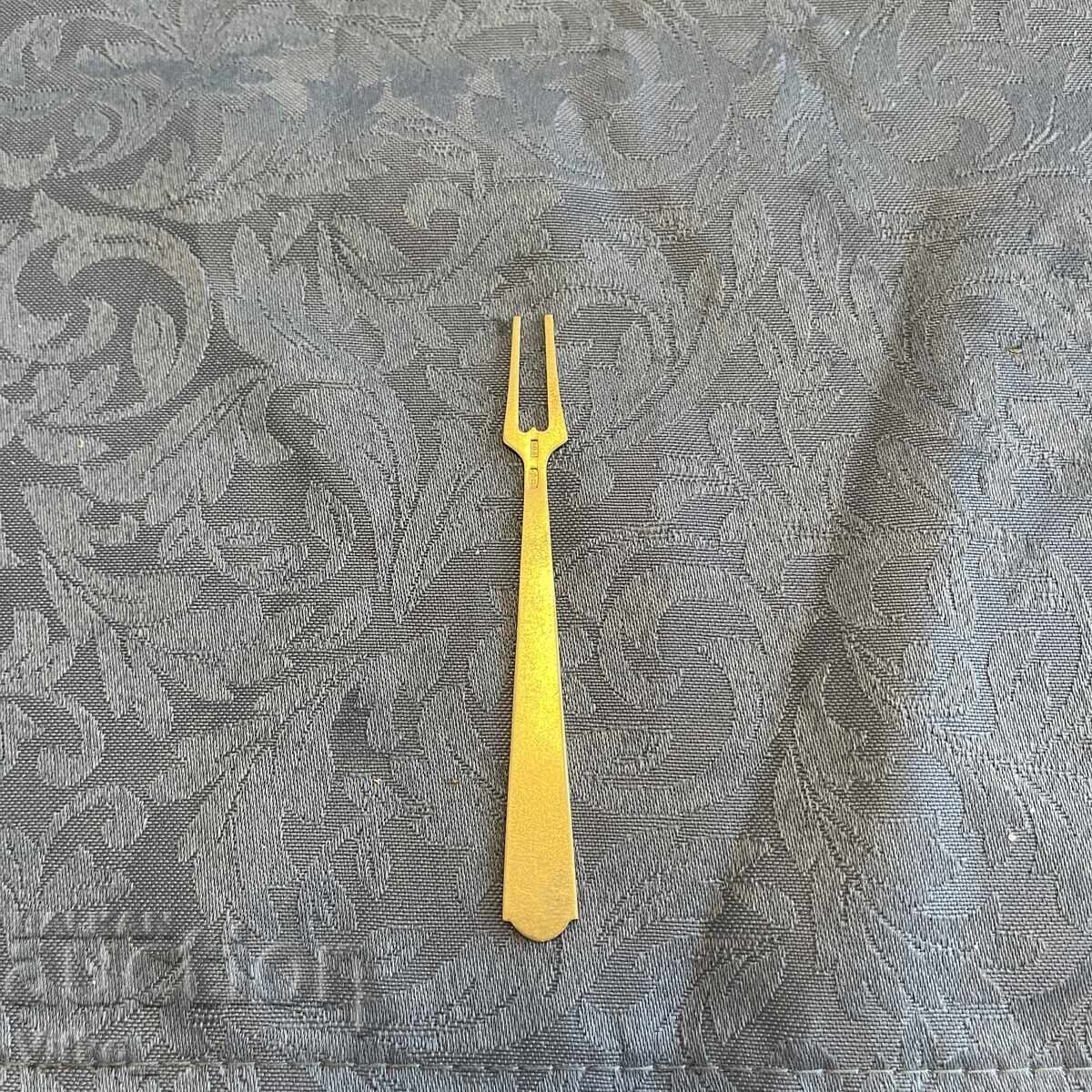 Auction Russian silver fork with enamel and gilding, markings Auction Russian silver fork with enamel and gilding, markings