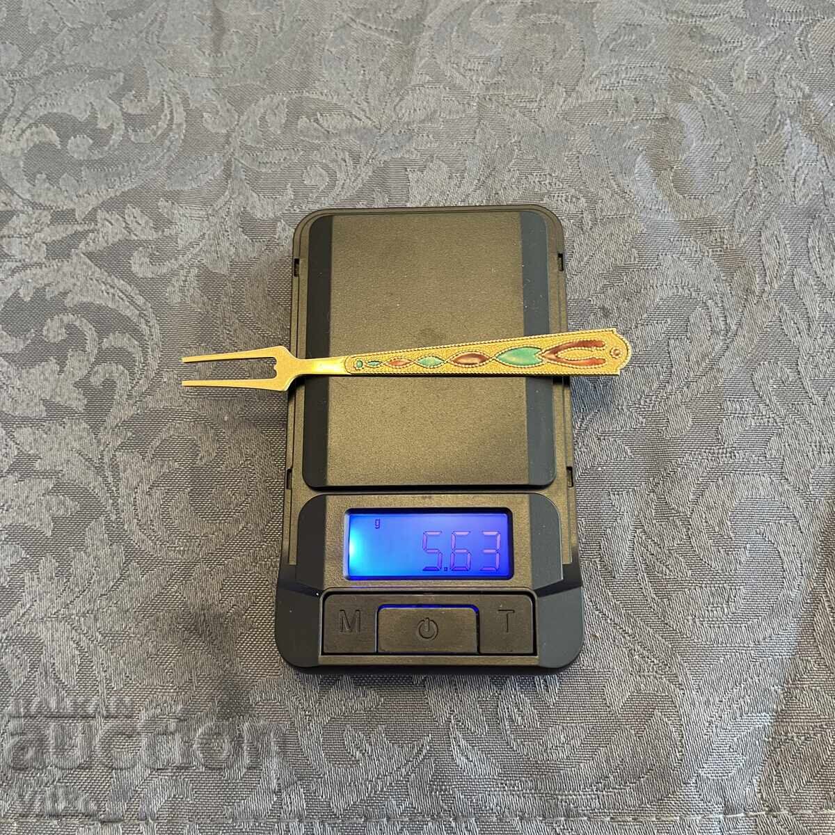 Russian silver fork with enamel and gilding, markings - 5 Russian silver fork with enamel and gilding, markings - 5