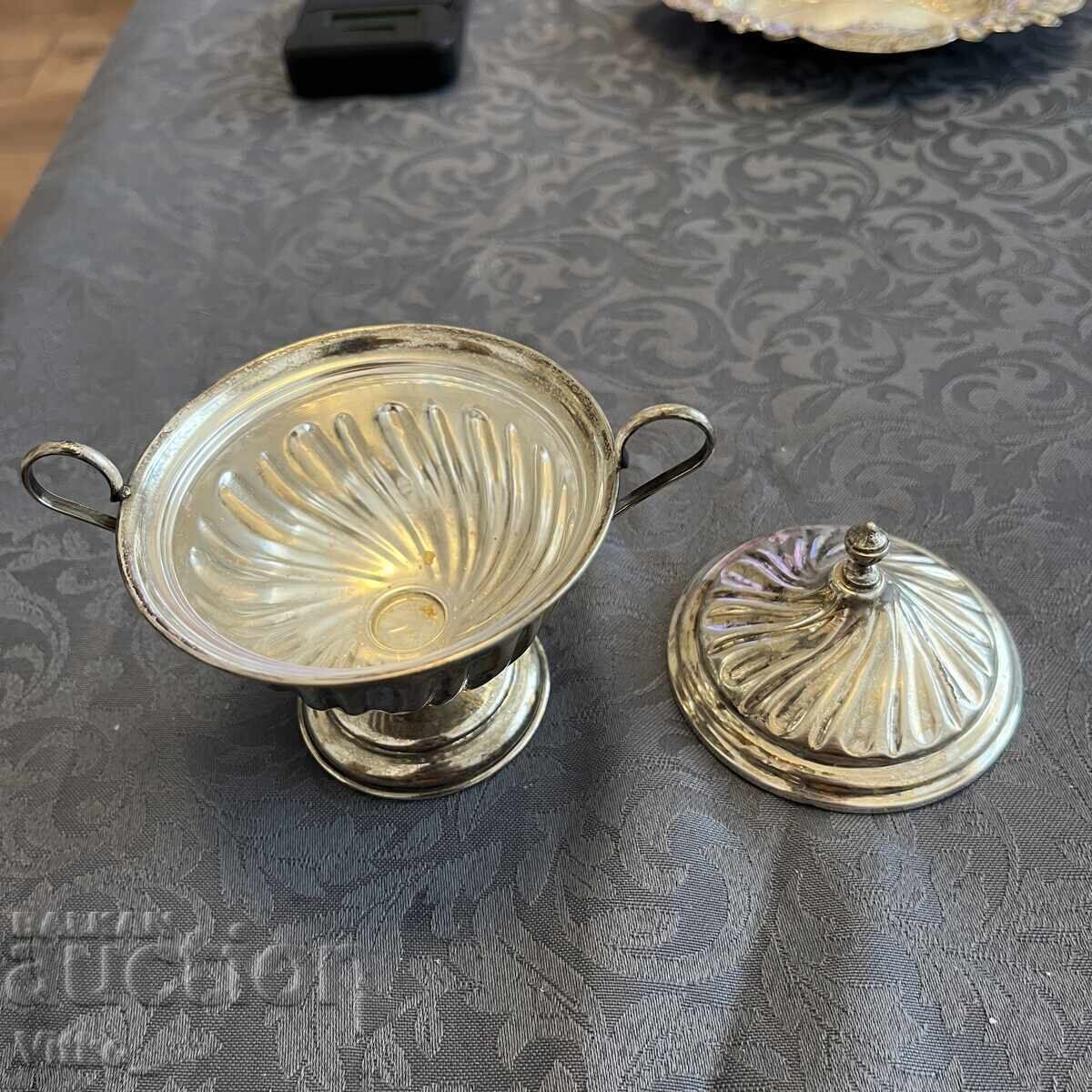 Auction Silver Italian sugar bowl, candy box, markings Auction Silver Italian sugar bowl, candy box, markings