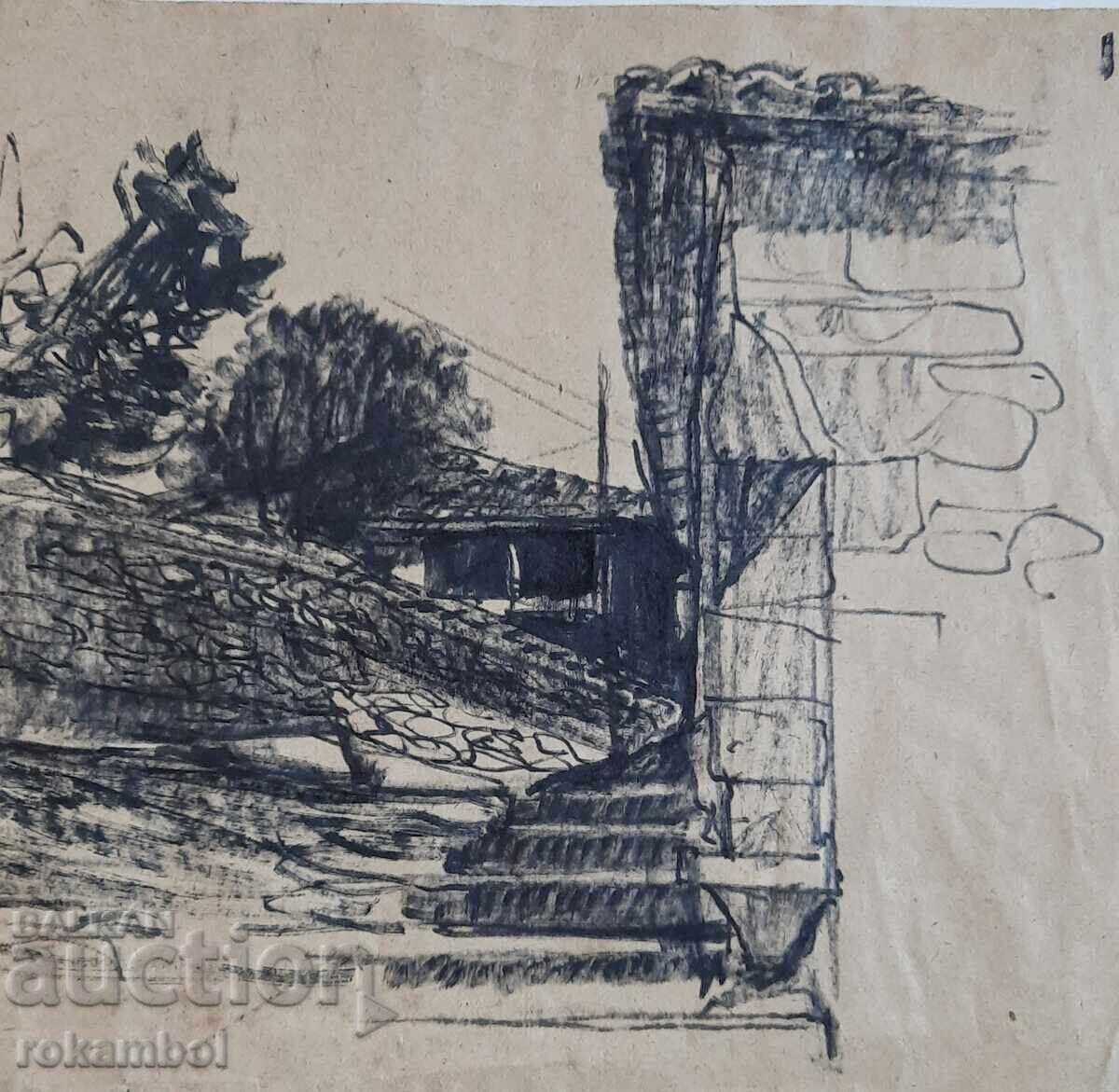 Δημοπρασία Ζωγραφική με μελάνι Petko Zadgorski σε χαρτί