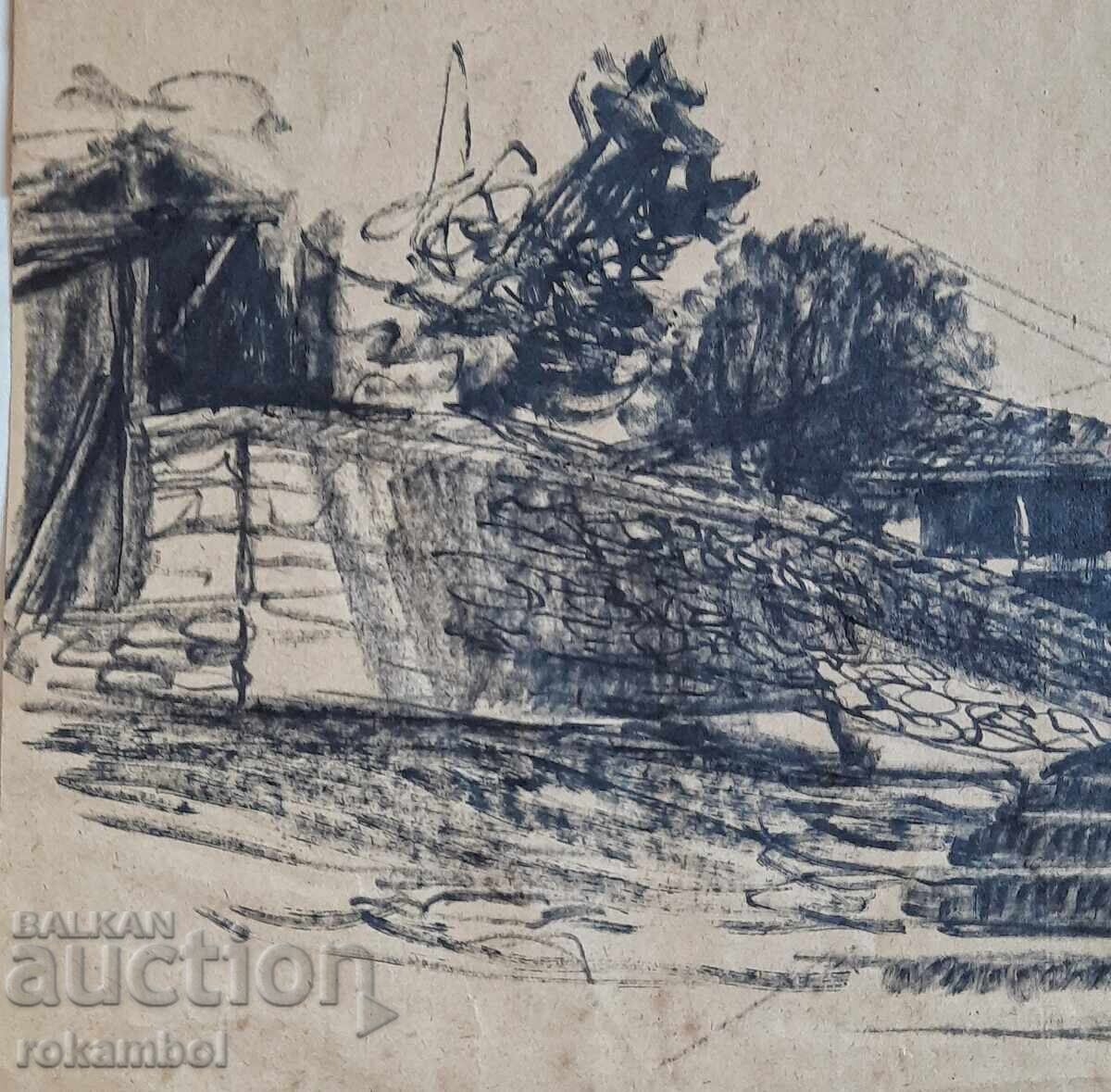 Ζωγραφική με μελάνι Petko Zadgorski σε χαρτί - 5