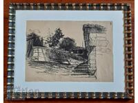 Петко Задгорски картина туш върху хартия