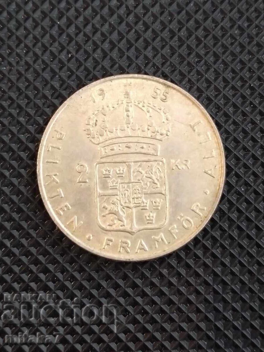 2 kroner 1955, Sweden 2 kroner 1955, Sweden