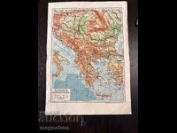 Map of the Balkan Peninsula 1919 - Hr. Danov.