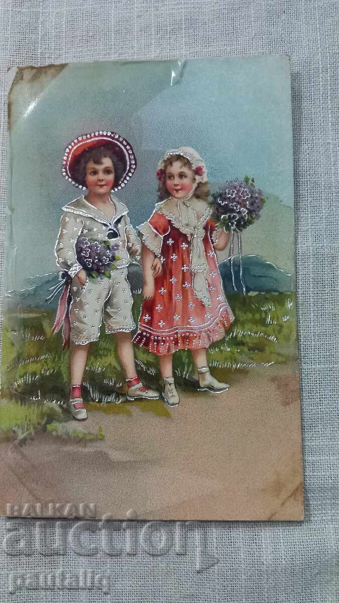 Old postcard 1924 embossed