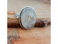 Ασημένιο δαχτυλίδι με Rutile Quartz/χρυσό Rutile