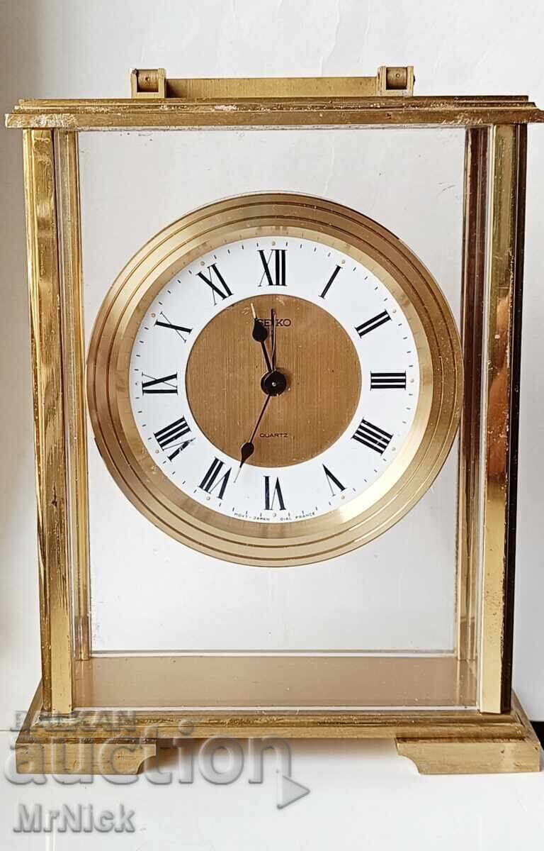 Seiko quartz alarm clock made of brass and glass Seiko quartz alarm clock made of brass and glass