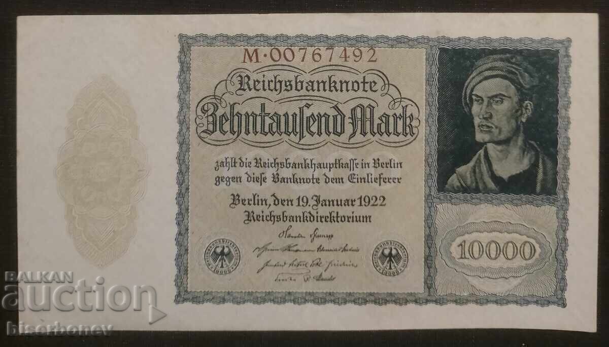 10.000 μάρκα Γερμανία 1922, 100 μάρκα Γερμανία, 1922 VF/XF