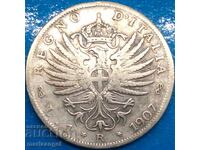 1 lira 1907 Italy Victor Emmanuel silver - quite rare