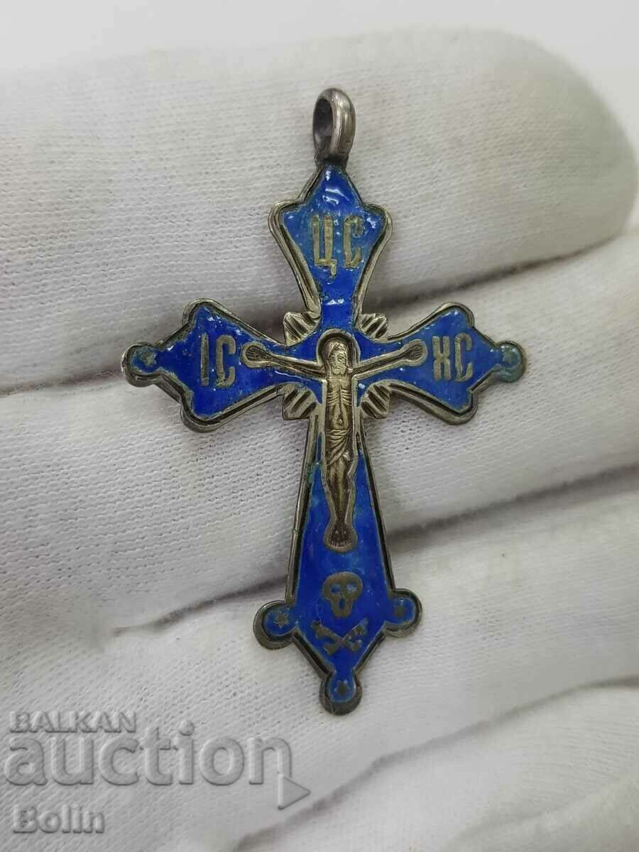 Παράδοση Σπάνιος Ρωσικός Αυτοκρατορικός Ασημένιος Σταυρός σμάλτου 84 π.Χ.