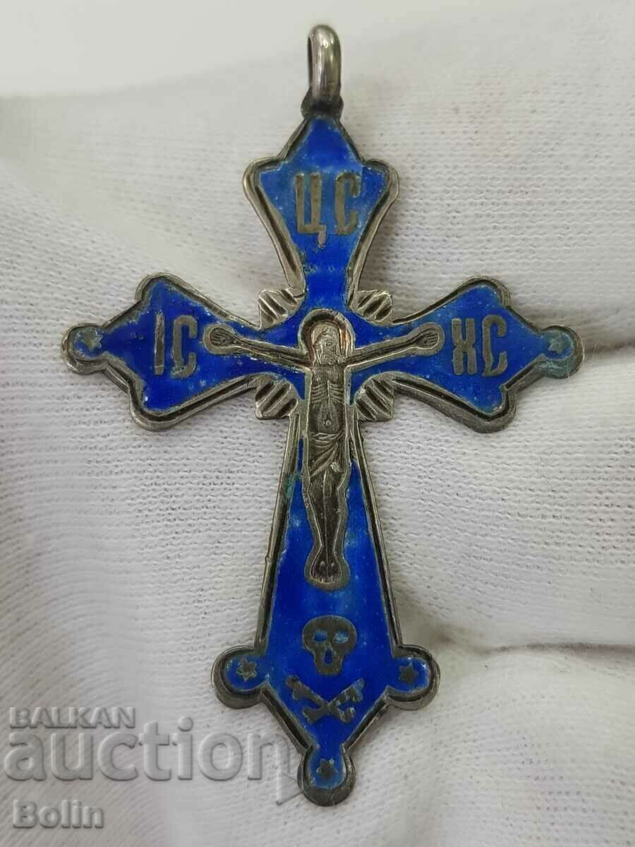 Σπάνιος Ρωσικός Αυτοκρατορικός Ασημένιος Σταυρός σμάλτου 84 π.Χ.