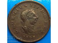 1806 1/2 Penny Marea Britanie George al III-lea Bronz