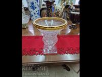 Great antique Belgian crystal vase bowl