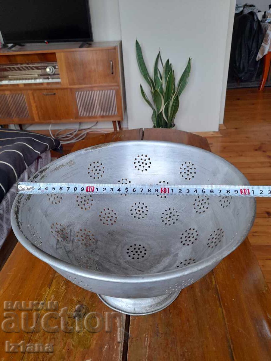 Old aluminum strainer, colander - 5