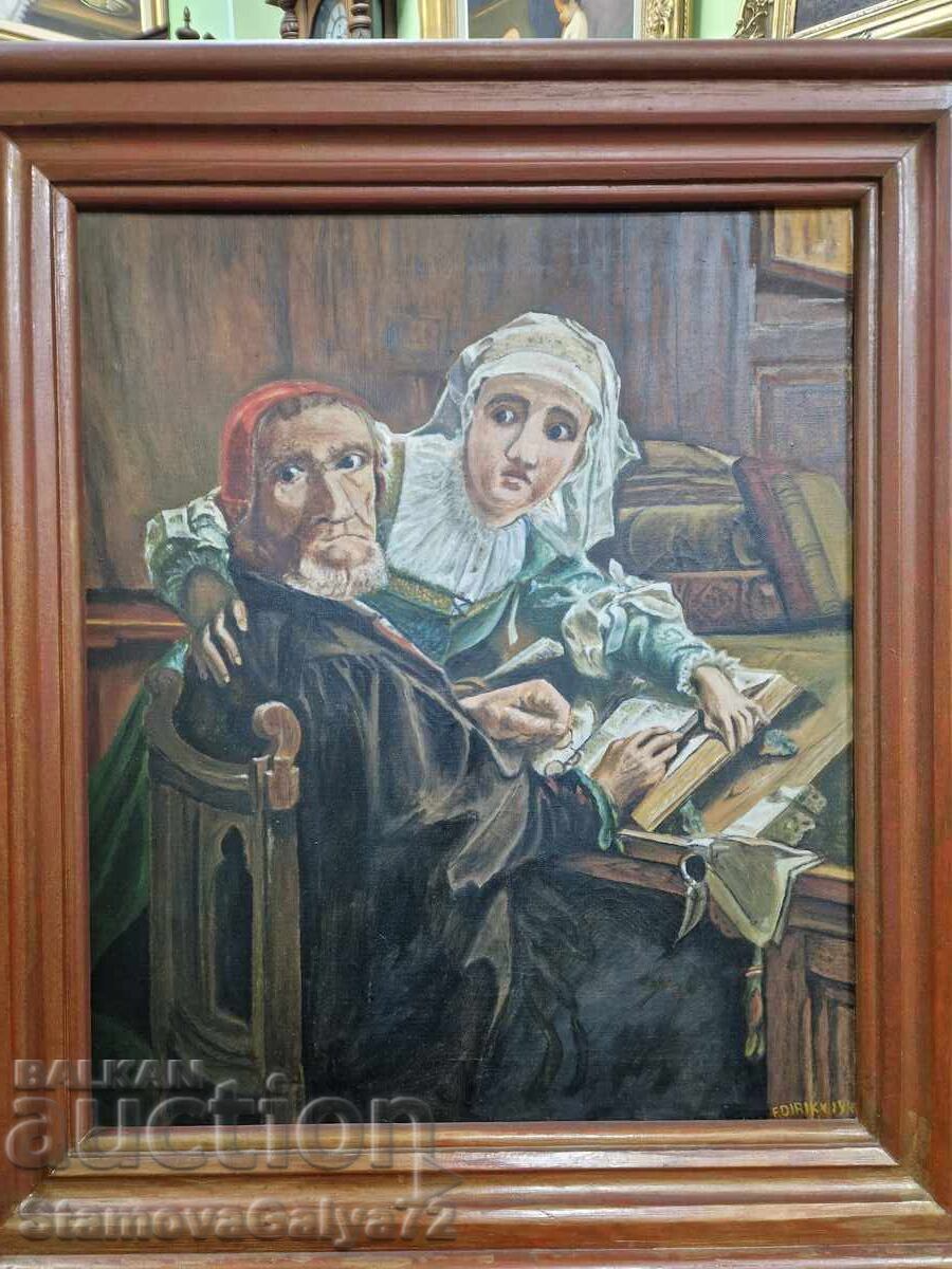 Auction Beautiful antique large Belgian oil painting Auction Beautiful antique large Belgian oil painting