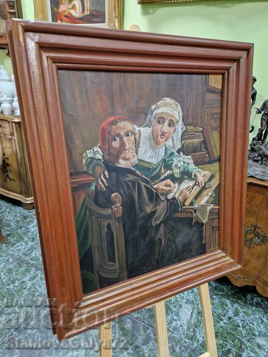 Delivery of Beautiful antique large Belgian oil painting Delivery of Beautiful antique large Belgian oil painting