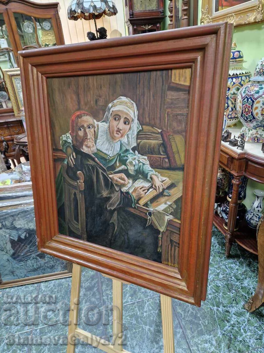 Beautiful antique large Belgian oil painting - 5 Beautiful antique large Belgian oil painting - 5