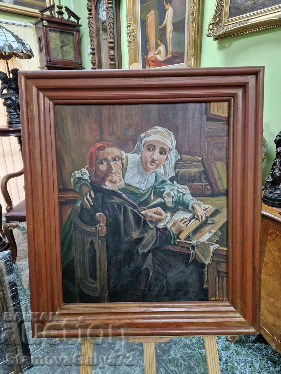 Beautiful antique large Belgian oil painting Beautiful antique large Belgian oil painting