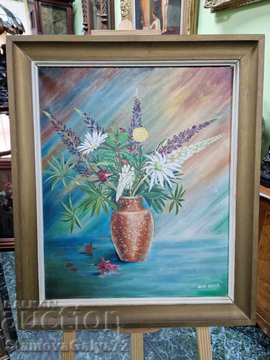 Un mare tablou antic francez cu natură moartă cu preț 244.00 BGN | € 124.76 Un mare tablou antic francez cu natură moartă cu preț 244.00 BGN | € 124.76