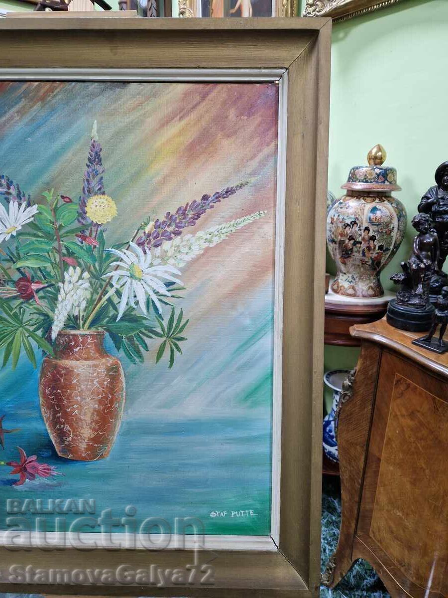 Livrarea Un mare tablou antic francez cu natură moartă Livrarea Un mare tablou antic francez cu natură moartă