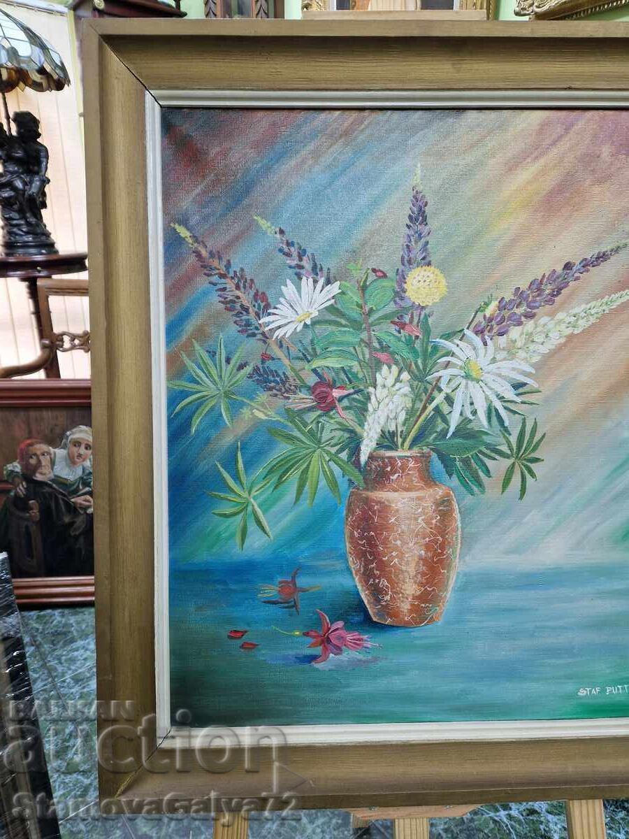 Un mare tablou antic francez cu natură moartă - 5 Un mare tablou antic francez cu natură moartă - 5