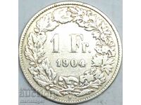 Switzerland 1 franc 1904 B - canton Bern silver - rare year