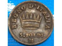 Napoleon 5 Soldi 1813 Italia M - Regatul Milano 1804-1814