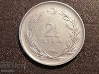 1964 2 1/2 Lira Turkey