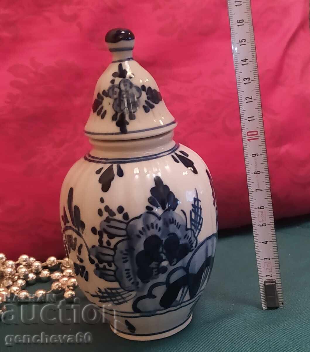 Hand-painted Delft Urn Jar - Netherlands Hand-painted Delft Urn Jar - Netherlands