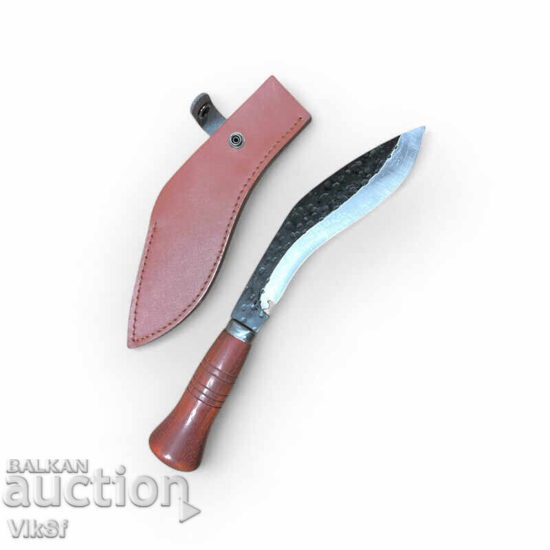forged kukri with wooden handle and leather scabbard - 35.5 cm with price 78.50 BGN | € 40.14 forged kukri with wooden handle and leather scabbard - 35.5 cm with price 78.50 BGN | € 40.14