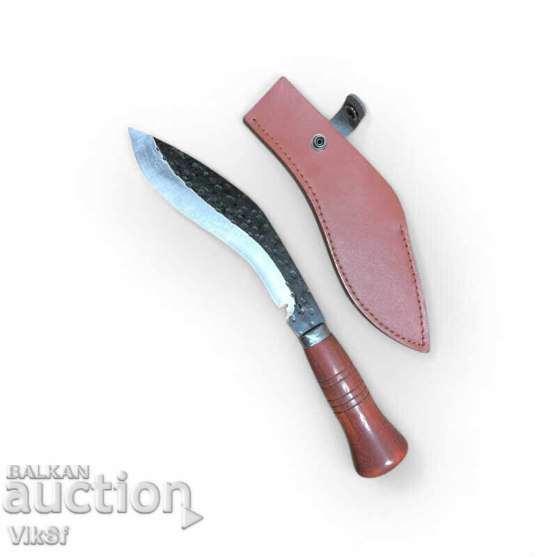 forged kukri with wooden handle and leather scabbard - 35.5 cm forged kukri with wooden handle and leather scabbard - 35.5 cm