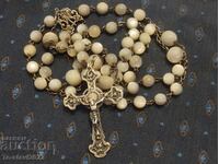 19th century Old French Religious Rosary - mother of pearl and silver