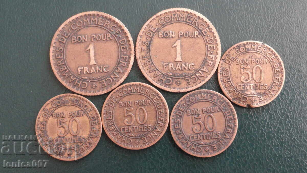 France 1922-26 - Coins (6 pieces) with price 6.80 BGN | € 3.48 France 1922-26 - Coins (6 pieces) with price 6.80 BGN | € 3.48