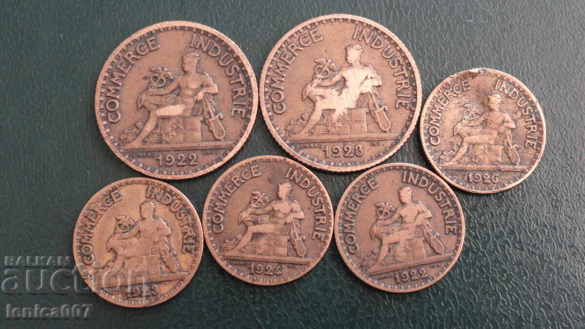Auction France 1922-26 - Coins (6 pieces) Auction France 1922-26 - Coins (6 pieces)