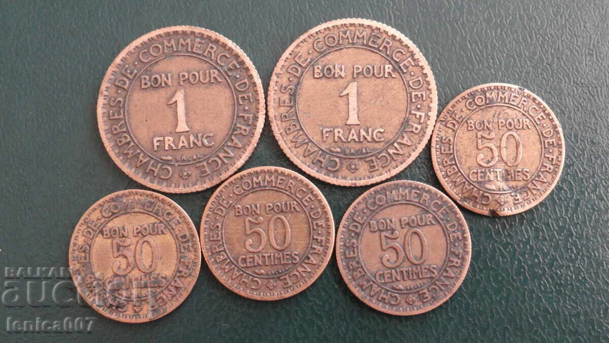 Delivery of France 1922-26 - Coins (6 pieces) Delivery of France 1922-26 - Coins (6 pieces)
