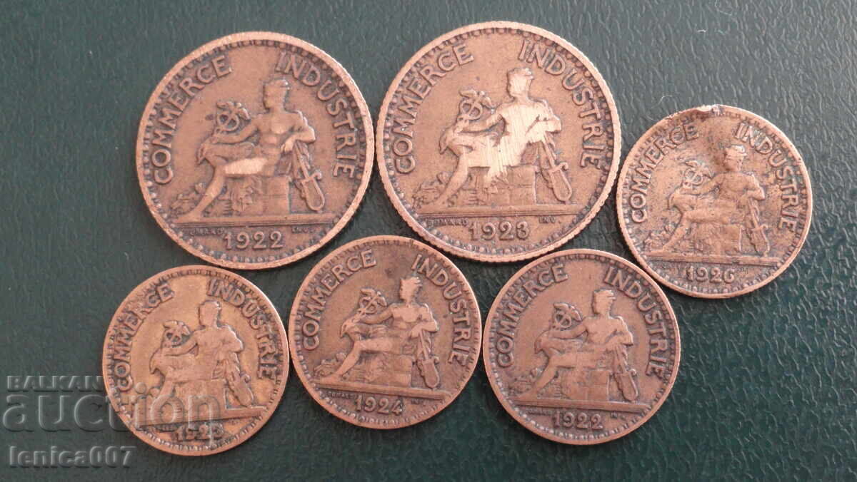 France 1922-26 - Coins (6 pieces) - 5 France 1922-26 - Coins (6 pieces) - 5