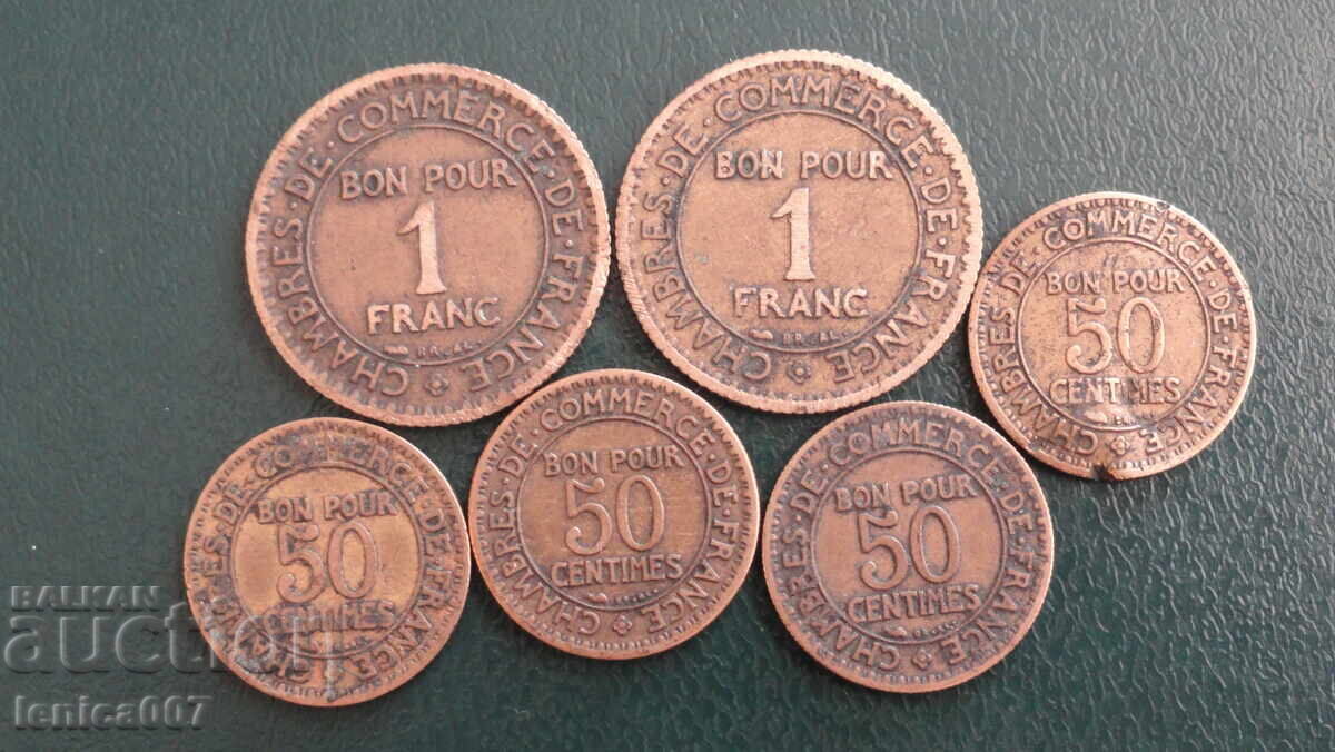 France 1922-26 - Coins (6 pieces) - 6 France 1922-26 - Coins (6 pieces) - 6