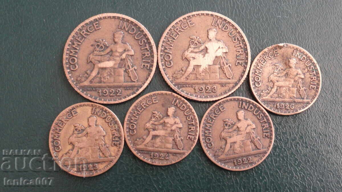 France 1922-26 - Coins (6 pieces) France 1922-26 - Coins (6 pieces)