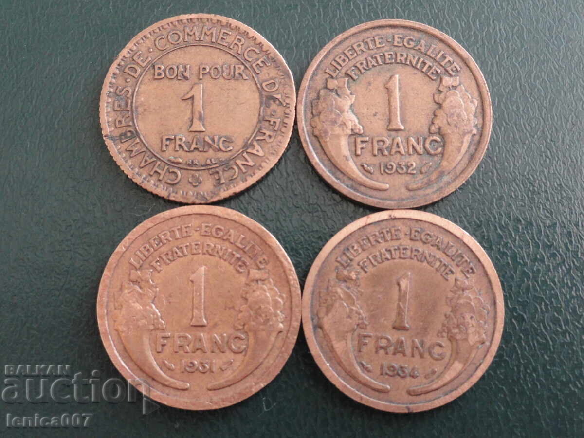 France 1922-34 - 1 franc (4 pieces) with price 4.20 BGN | € 2.15 France 1922-34 - 1 franc (4 pieces) with price 4.20 BGN | € 2.15