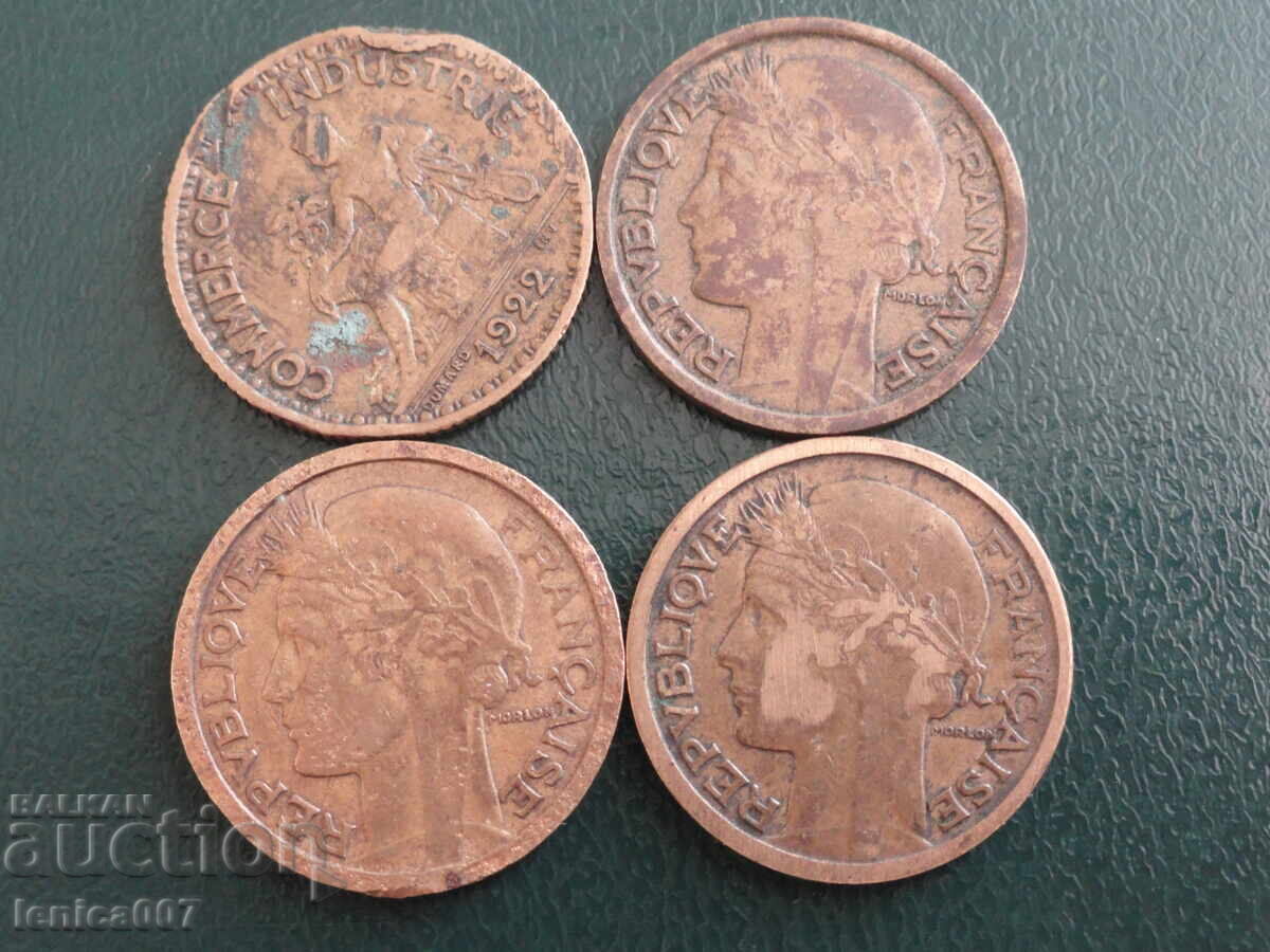 Auction France 1922-34 - 1 franc (4 pieces) Auction France 1922-34 - 1 franc (4 pieces)