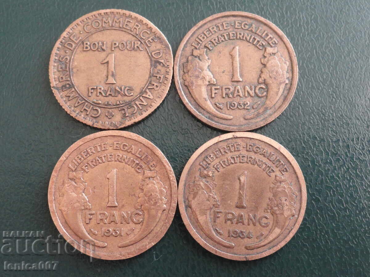 France 1922-34 - 1 franc (4 pieces) - 6 France 1922-34 - 1 franc (4 pieces) - 6