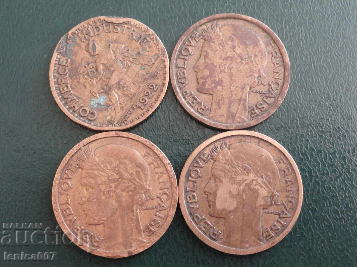 France 1922-34 - 1 franc (4 pieces) France 1922-34 - 1 franc (4 pieces)