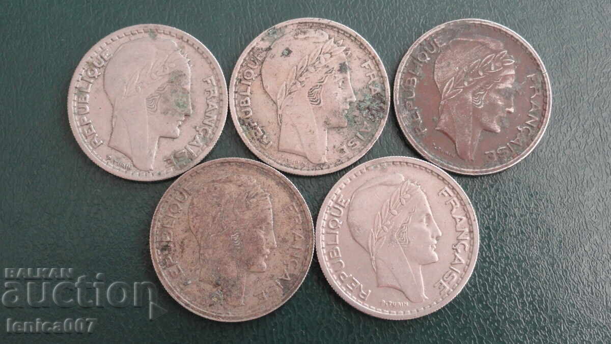 France 1945-49 - 10 francs (5 pieces) - 5 France 1945-49 - 10 francs (5 pieces) - 5