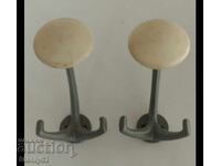 2 old aluminum hangers with balls.