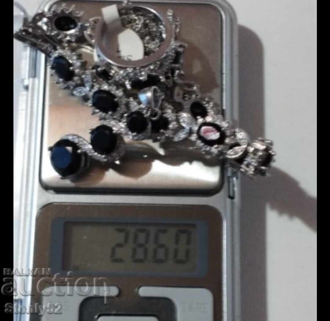 Επιχρυσωμένο σετ κολιέ, βραχιόλι, δαχτυλίδι με πέτρα. - 5